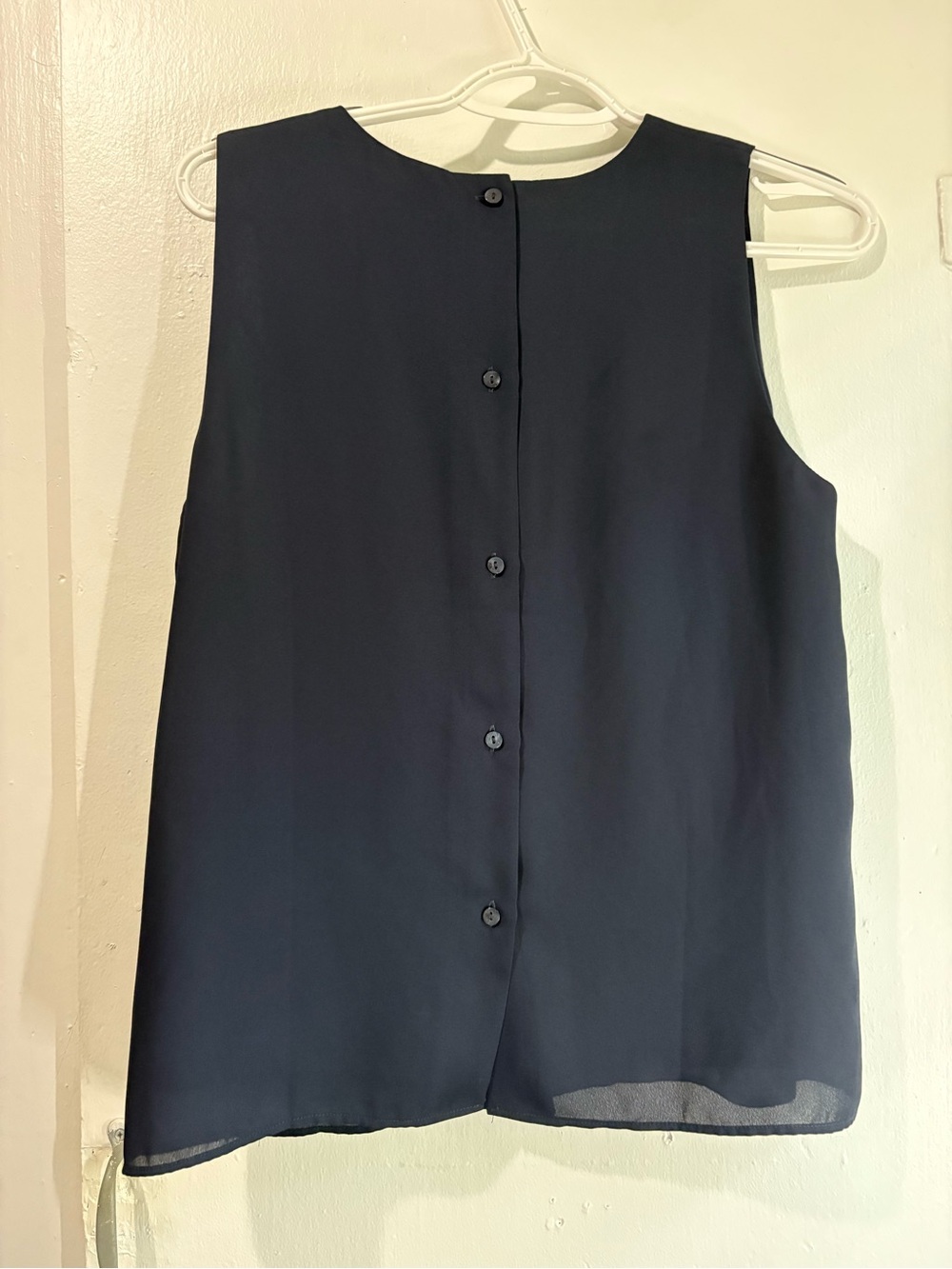 Banana Republic Navy Sleeveless Button-Back Tank